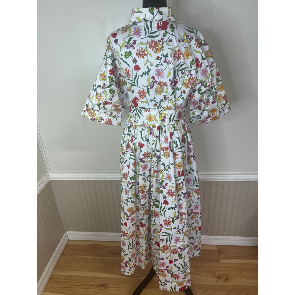 Kate Spade New York Greenhouse Floral Cotton Poplin Midi Shirt Dress Size L NWOT - Picture 9 of 14